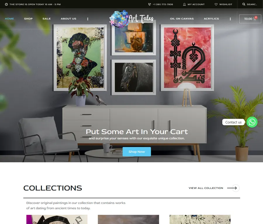 Genuine Art Tales USA website project screenshot from the Web by Mateen portfolio