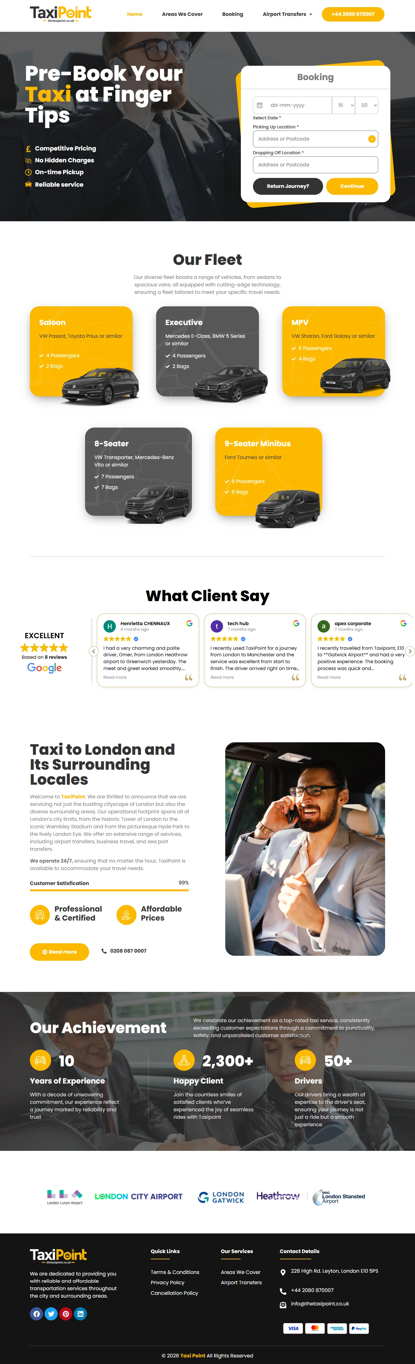 The Taxi Point supplied desktop website screenshot, full-page preview