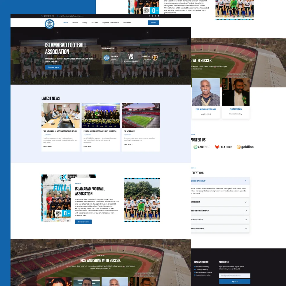 Islamabad Football Association website design project