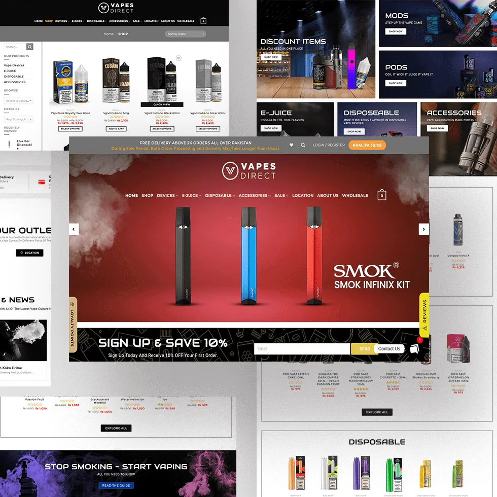 Vapes Direct website design project