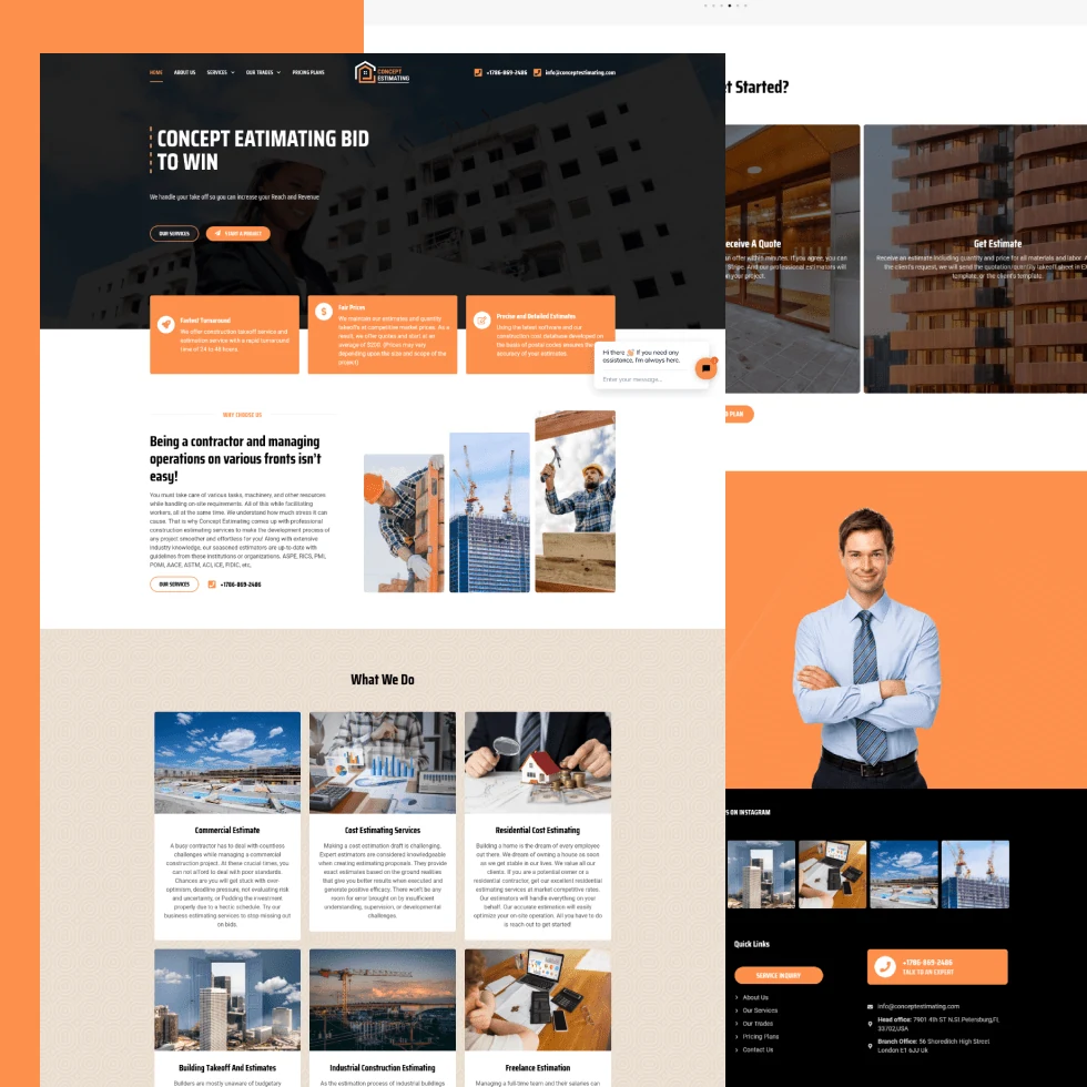 Concept Estimating website design project