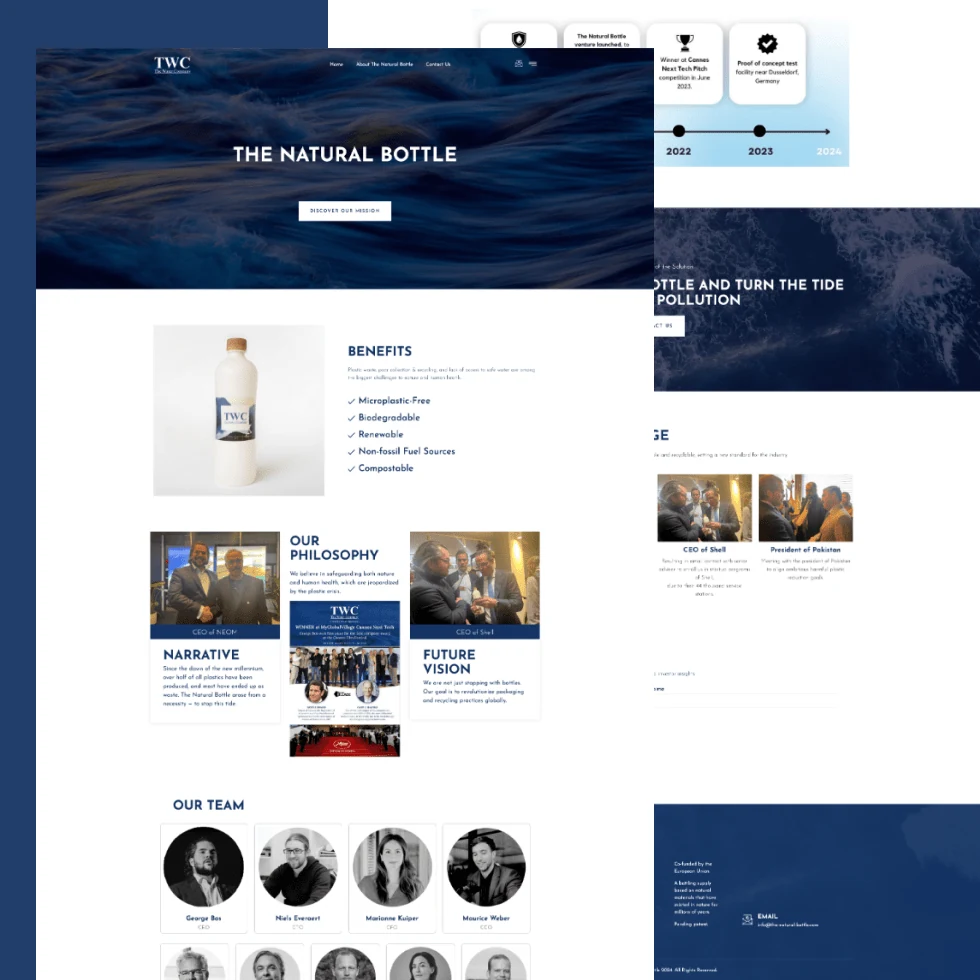 The Natural Bottle website design project