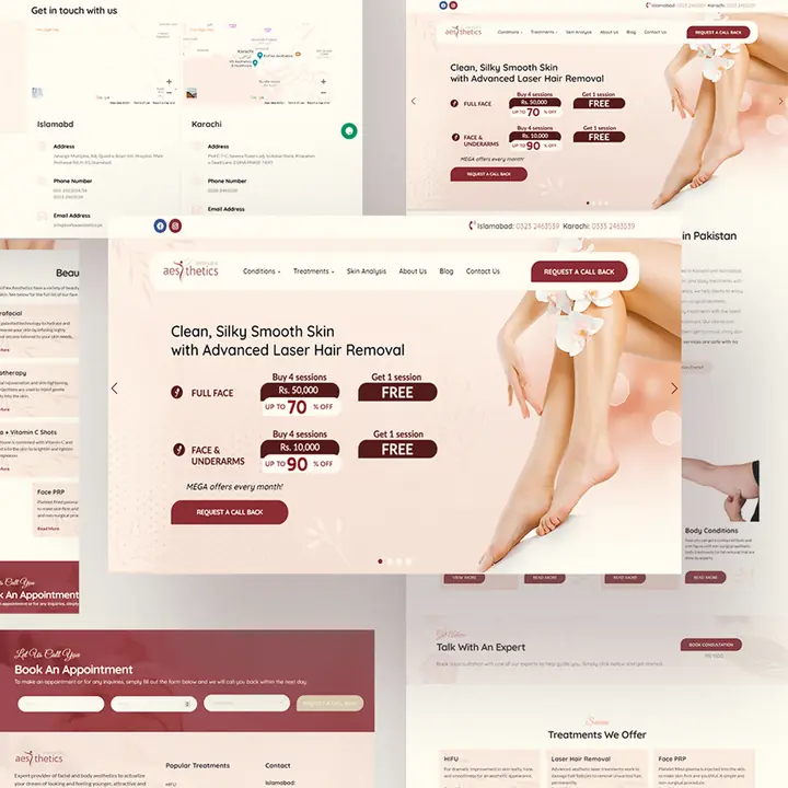 Bioflex Aesthetics UI/UX design project preview, responsive website and interface mockup